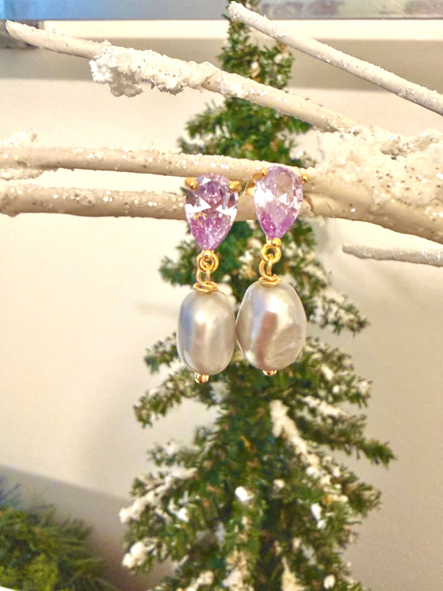 Lavender Grey Pearl Earrings
