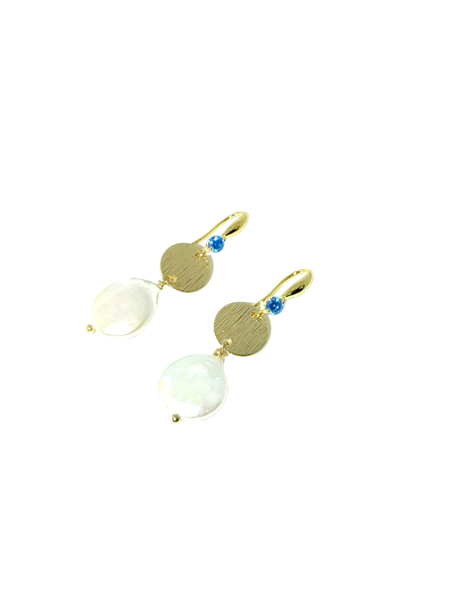 Large Pearl Blue Accent Earring