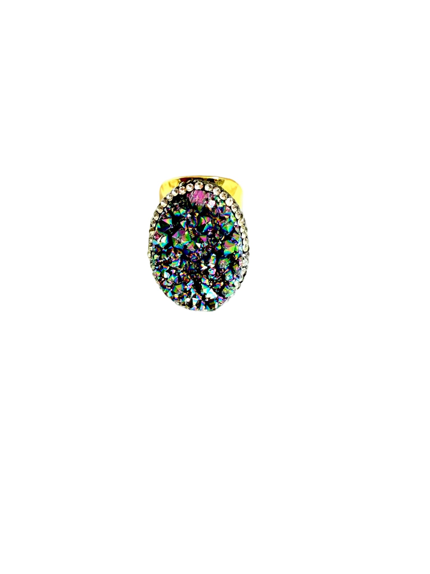 Rainbow Druzy Ring