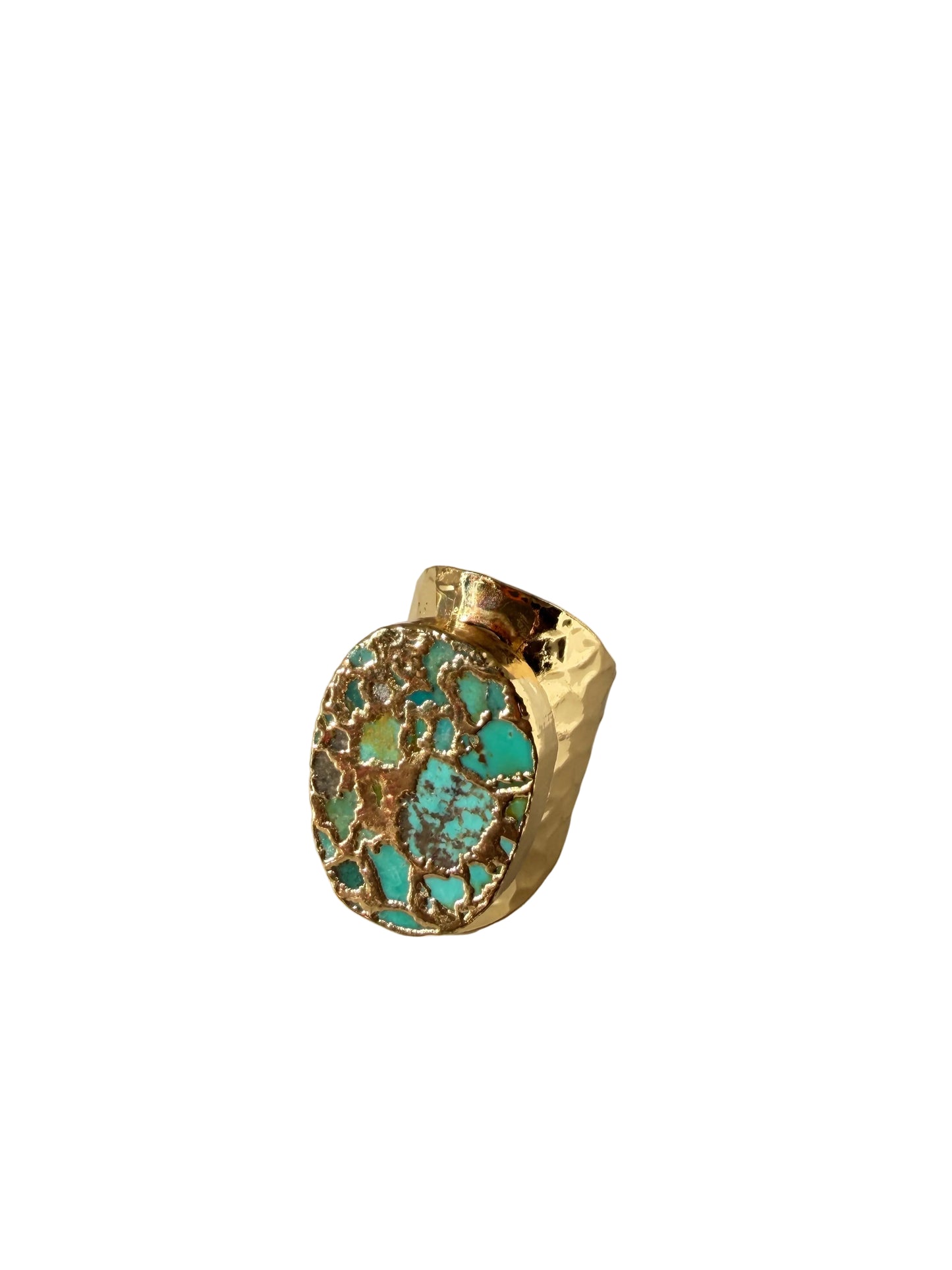 Gold Marbled Turquoise Ring