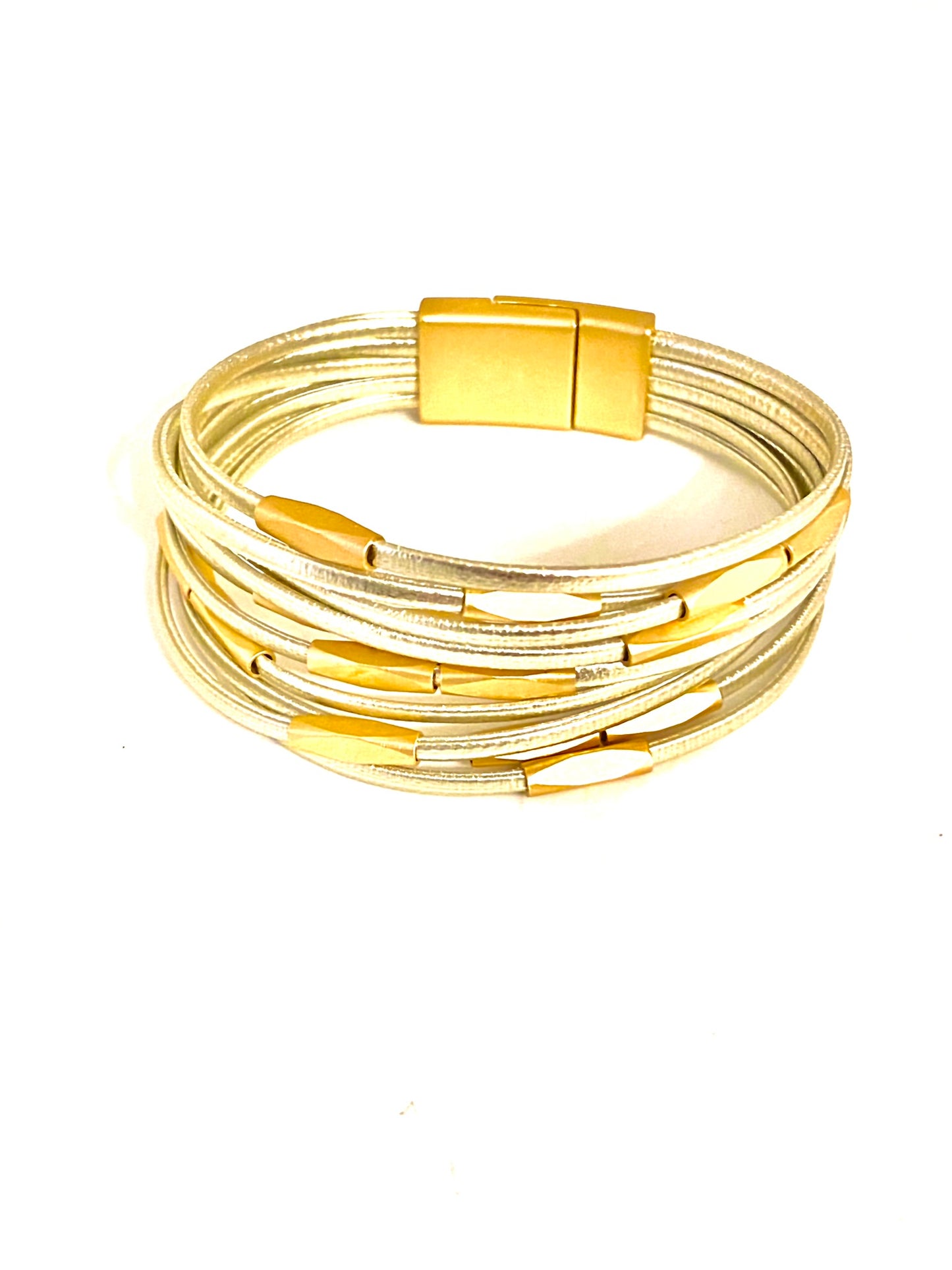 Silver Bracelet - Gold accents
