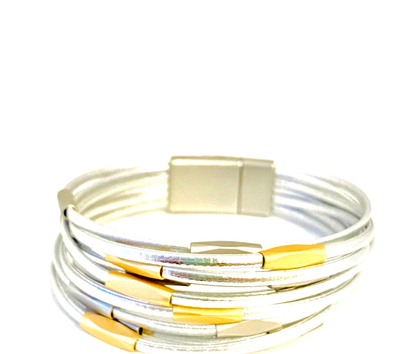 Silver Bracelet - Gold accents