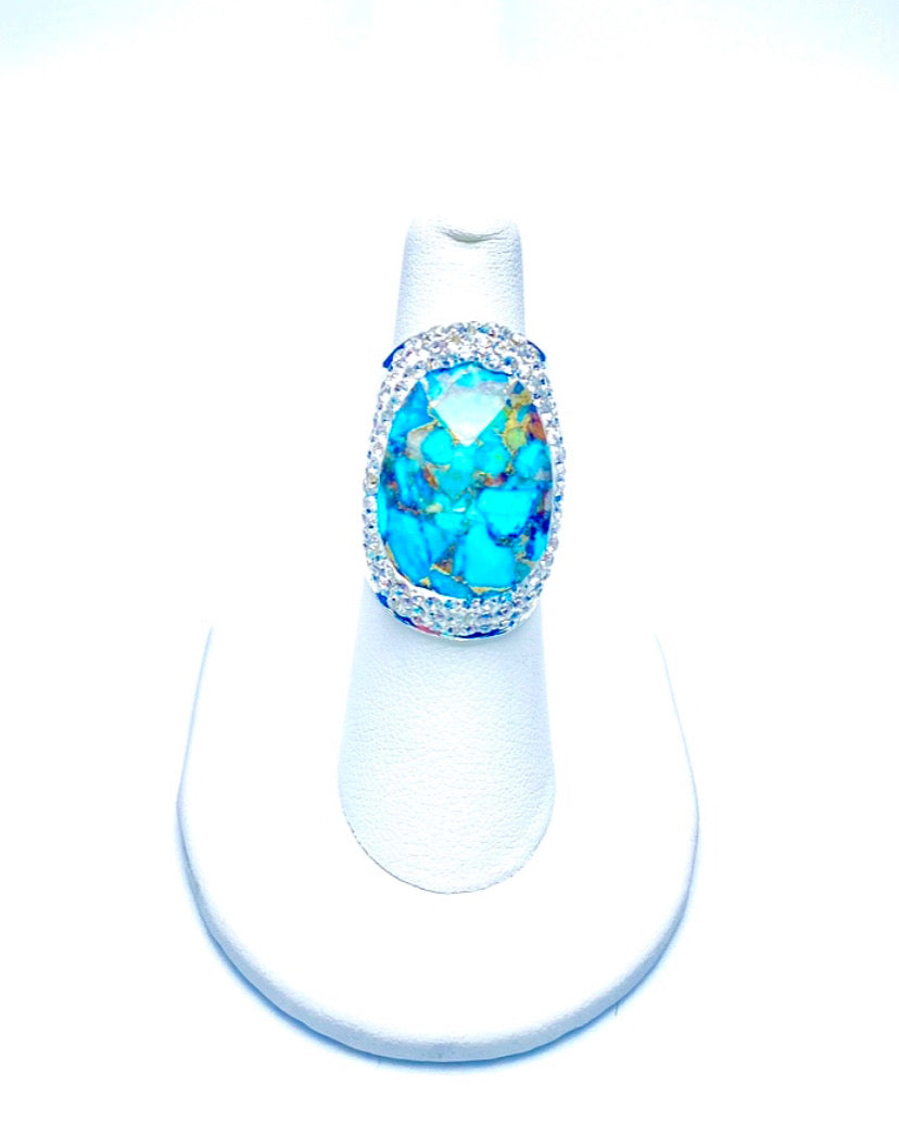 Turquoise Rhinestone Ring