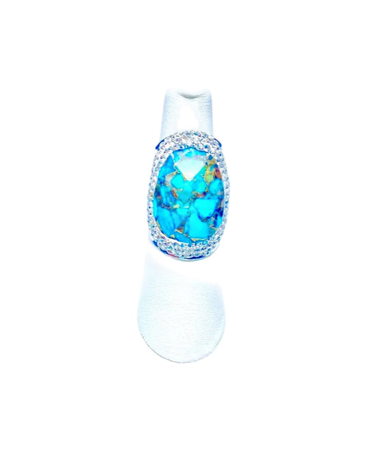 Turquoise Rhinestone Ring