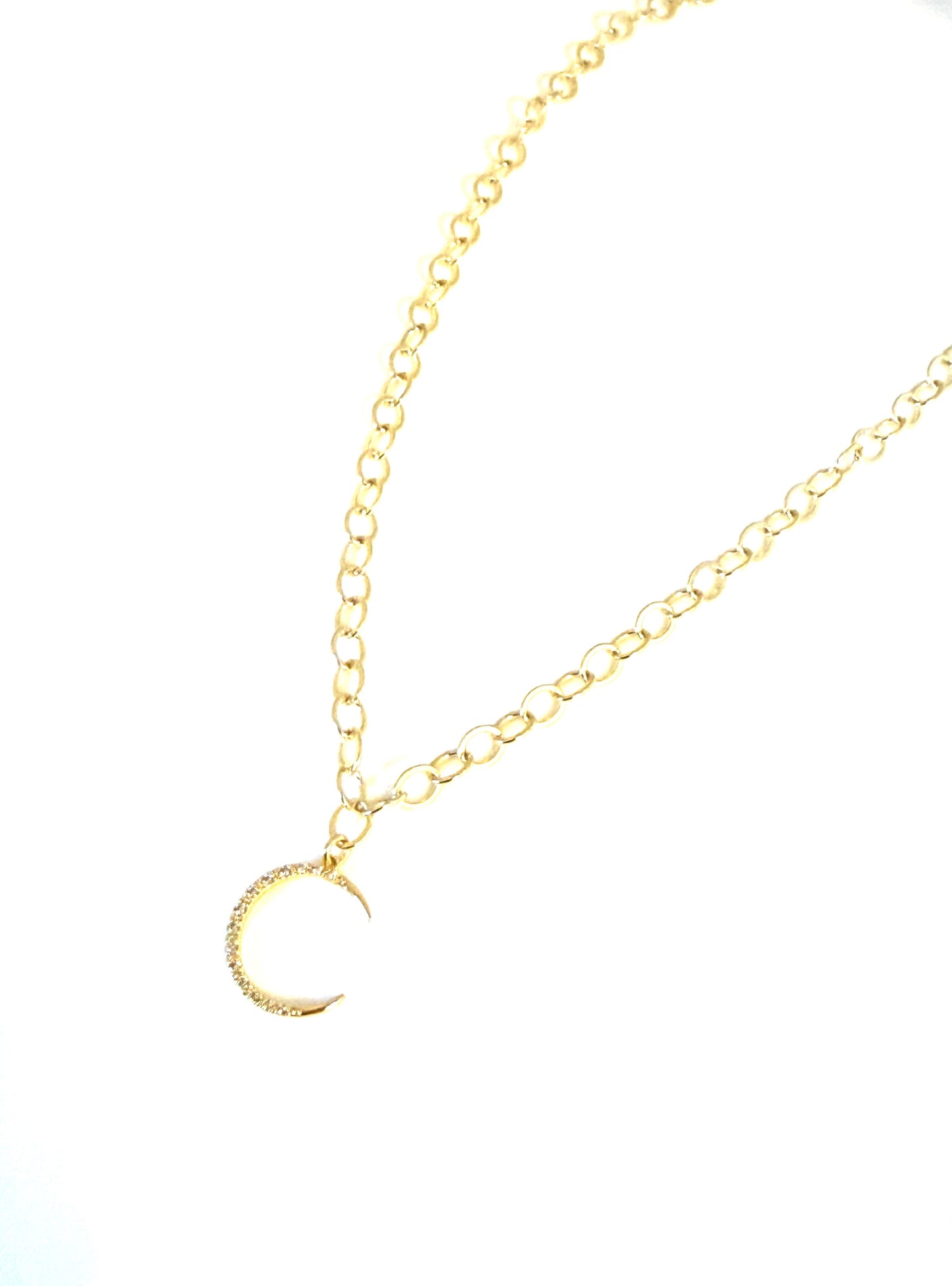 Crescent Rhinestone Moon Necklace