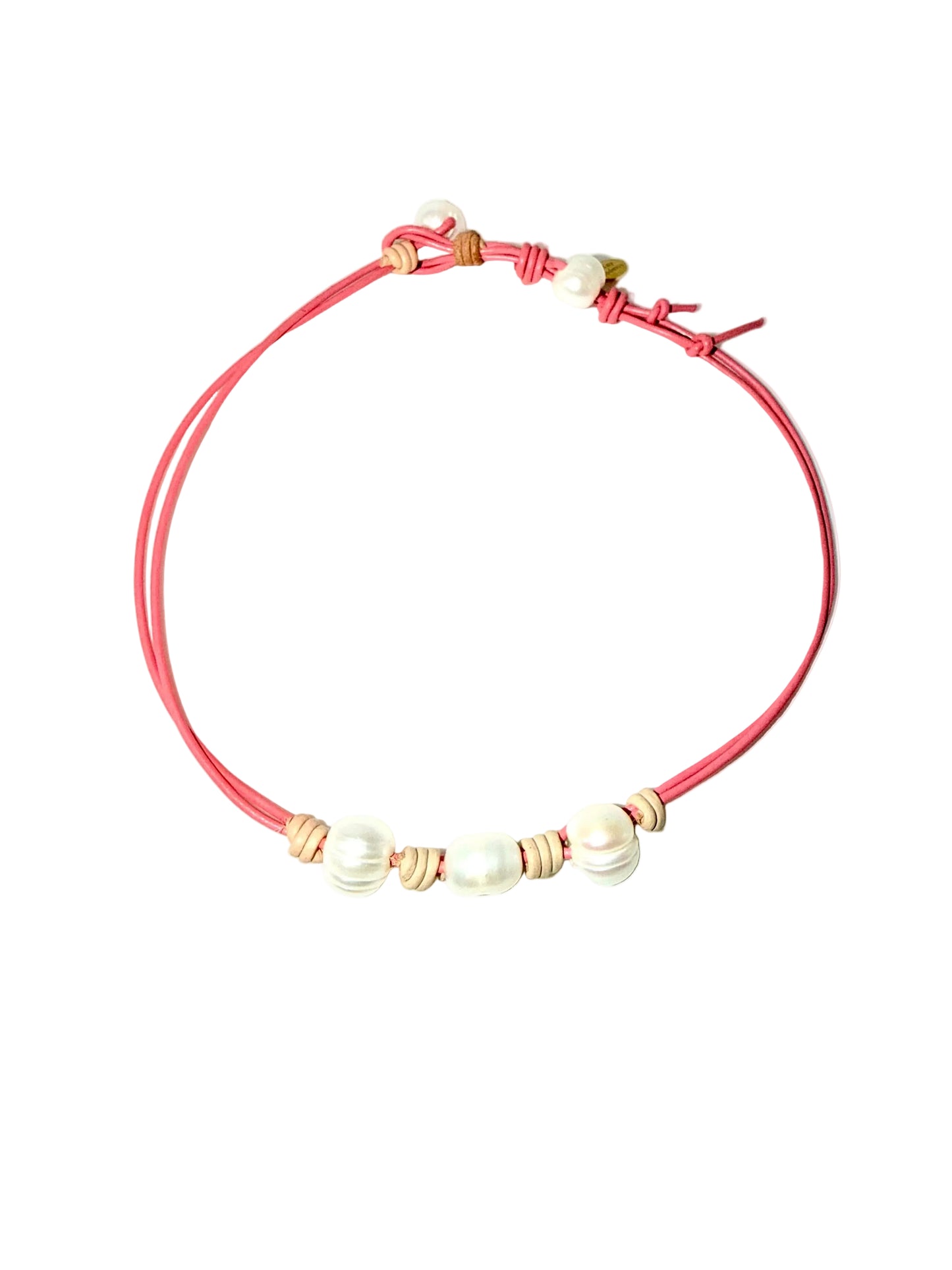 Pink Pearl Leather Necklace
