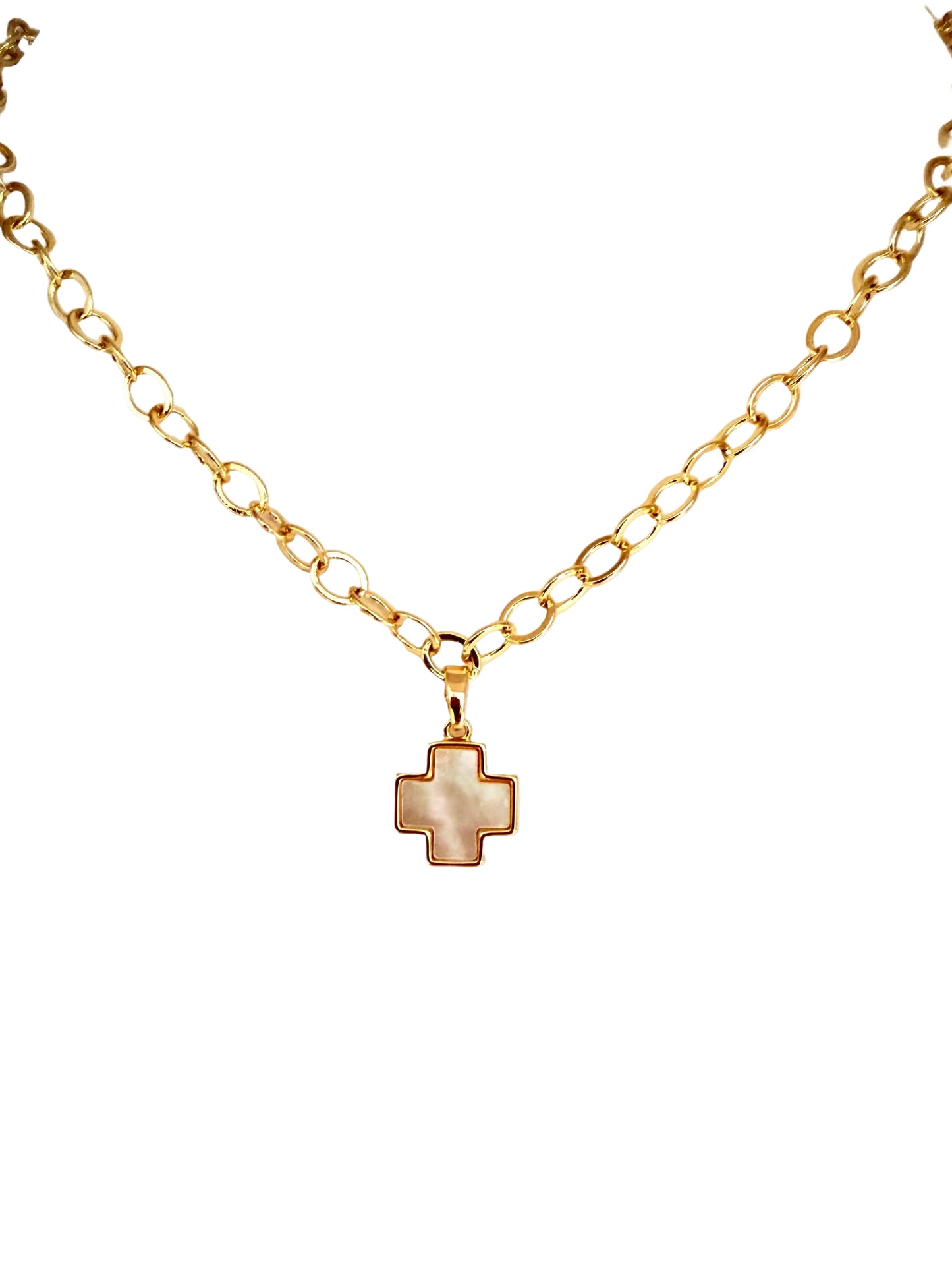 Mother Of Pearl Cross Necklace