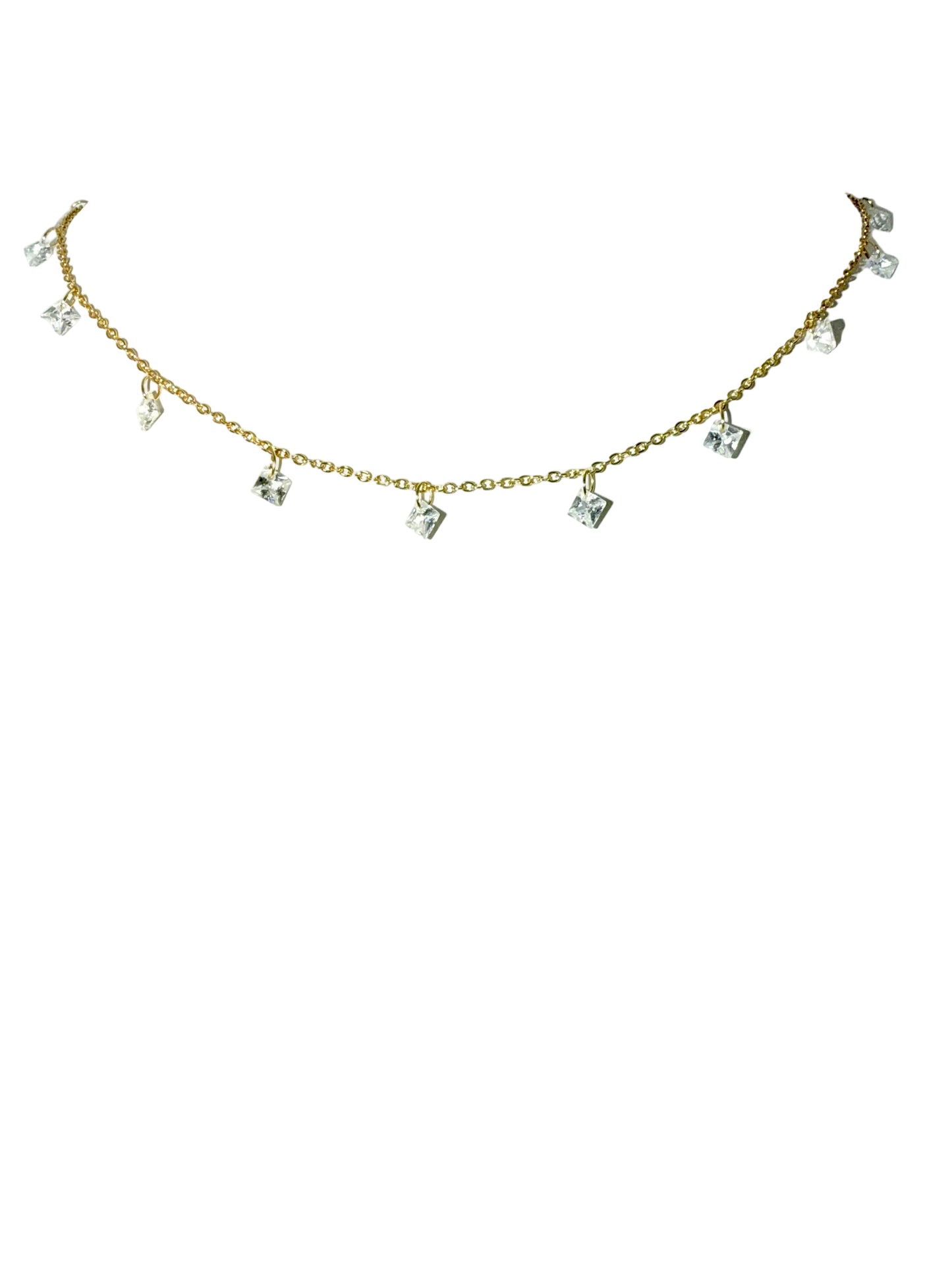 Tiny diamond cut crystal necklace