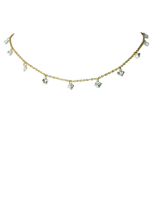 Tiny diamond cut crystal necklace