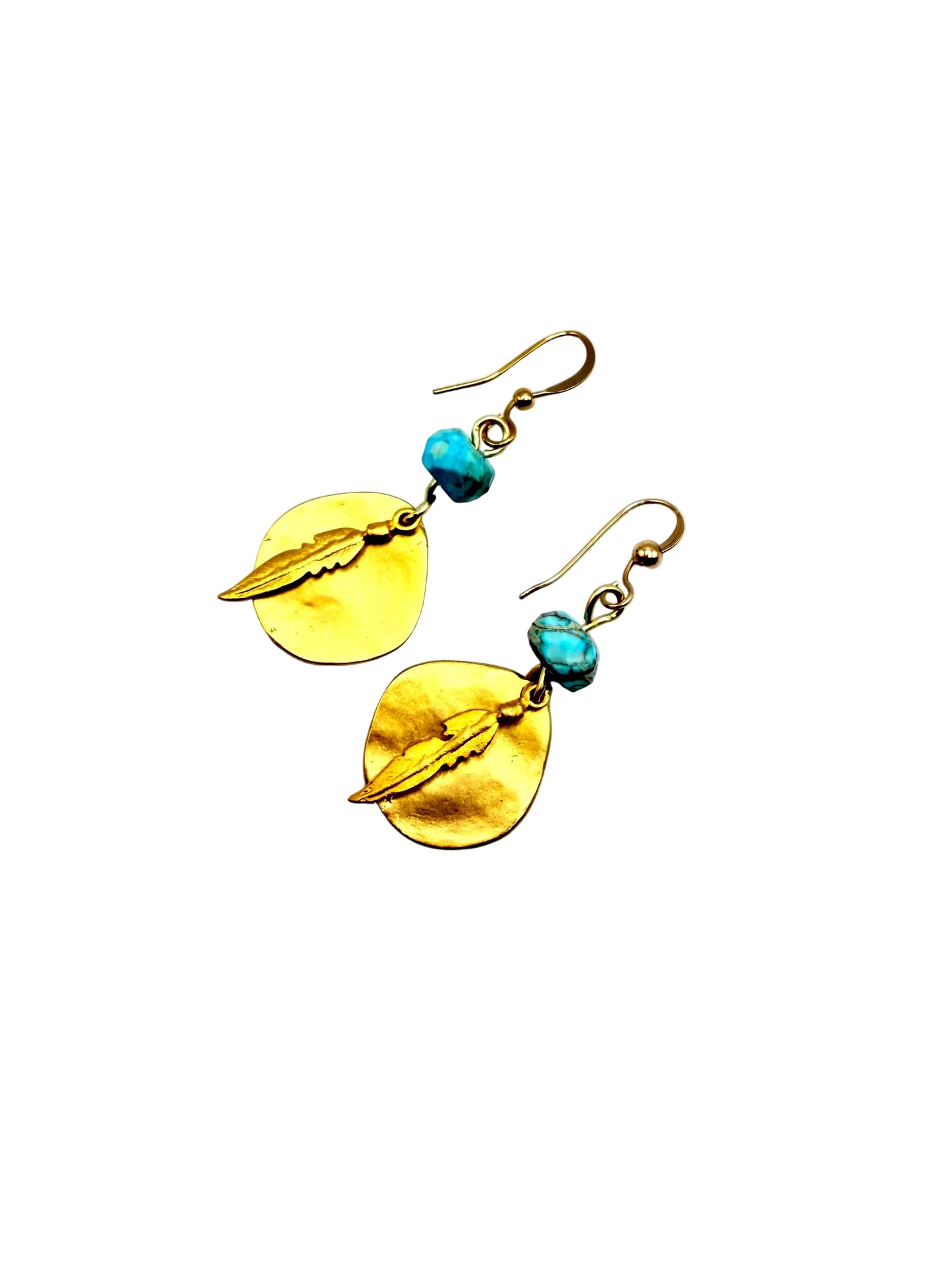 Vermeil Turquoise feather earrings