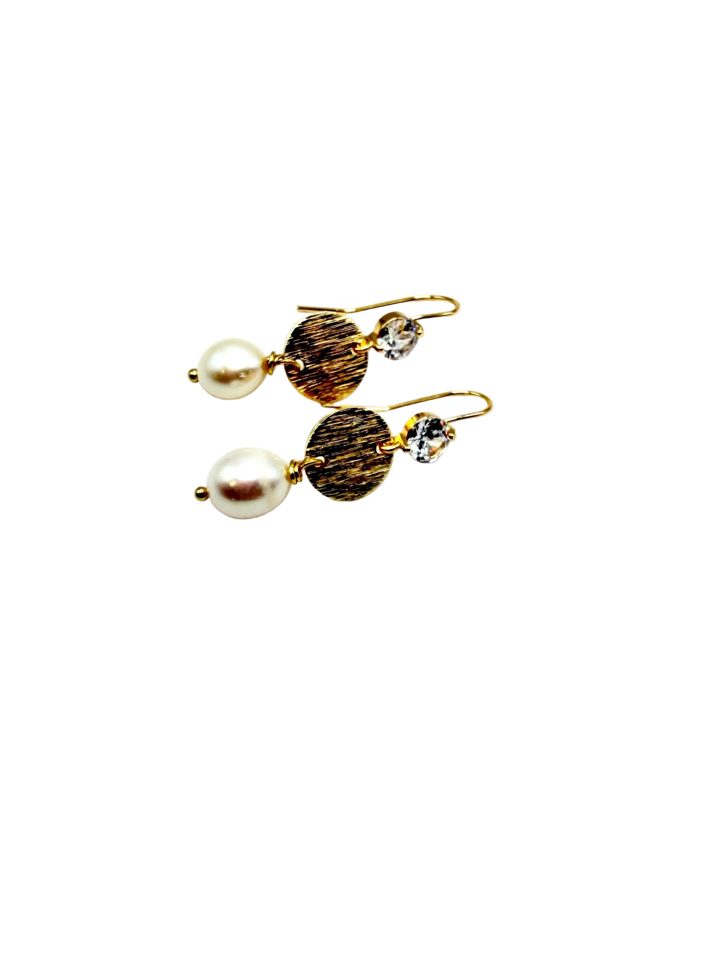 Gold Pearl Crystal Earrings