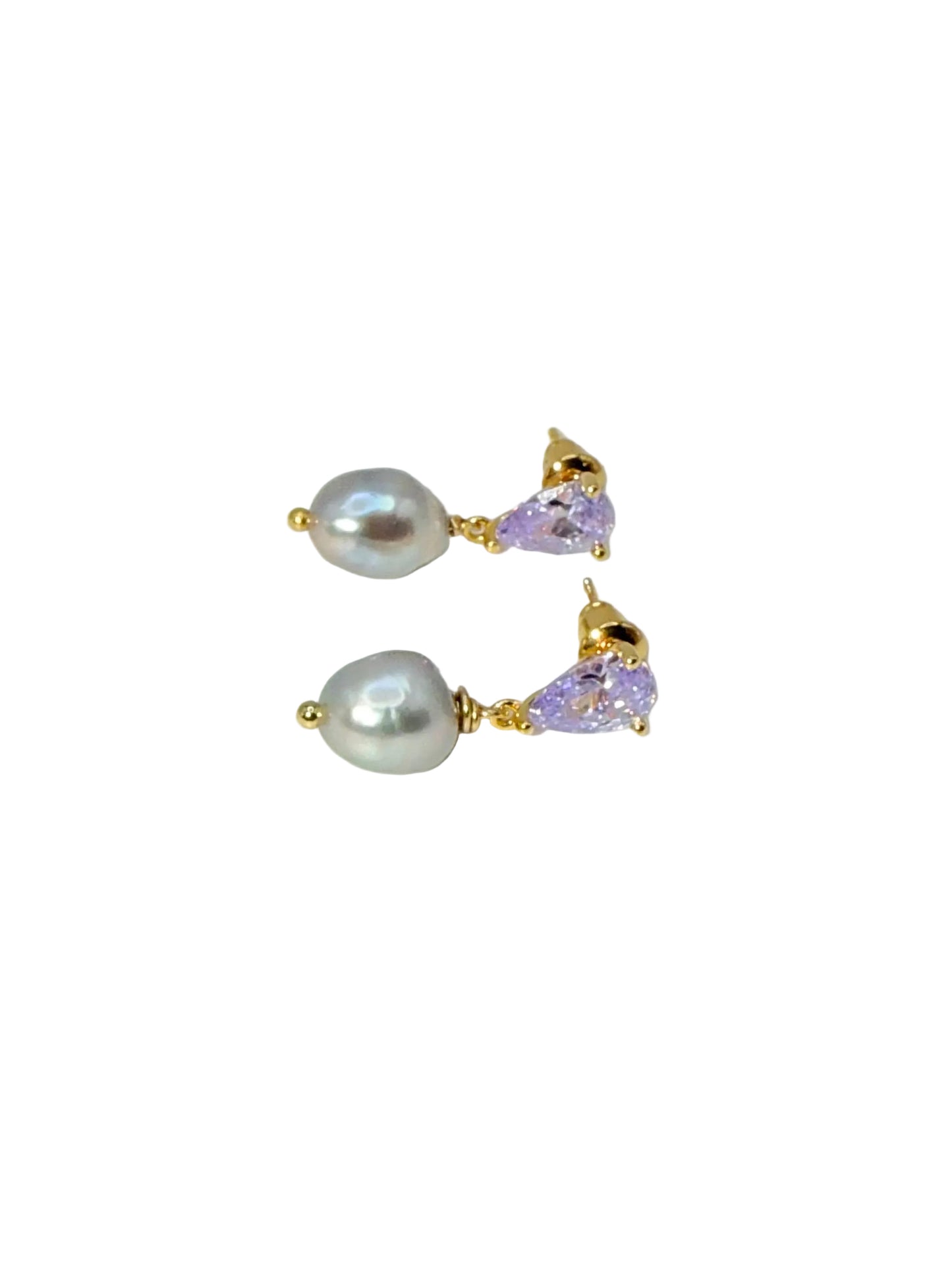 Lavender Grey Pearl Earrings