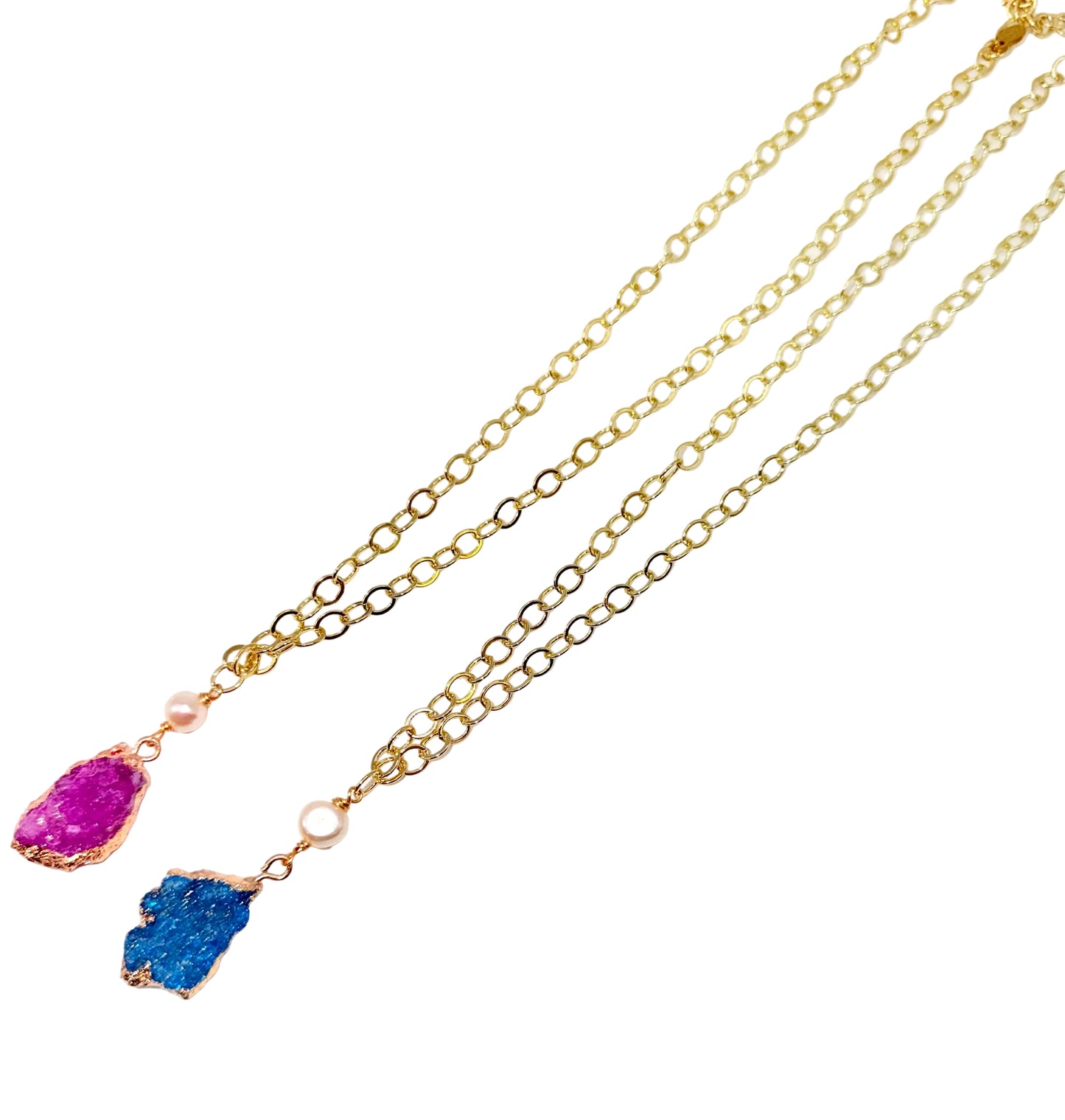 Druzy - Pearl Gold Necklaces