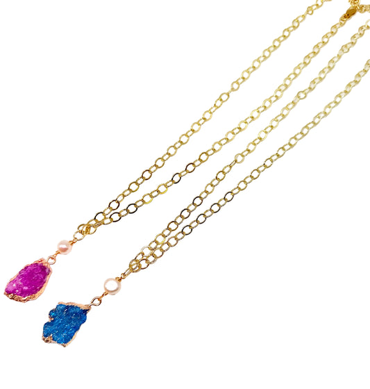 Druzy - Pearl Gold Necklaces