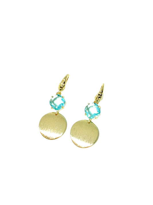 Aqua Blue Gold Earrings