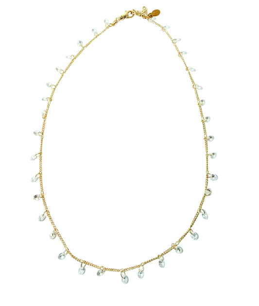 Round Diamond Cut Crystal Layering Necklace