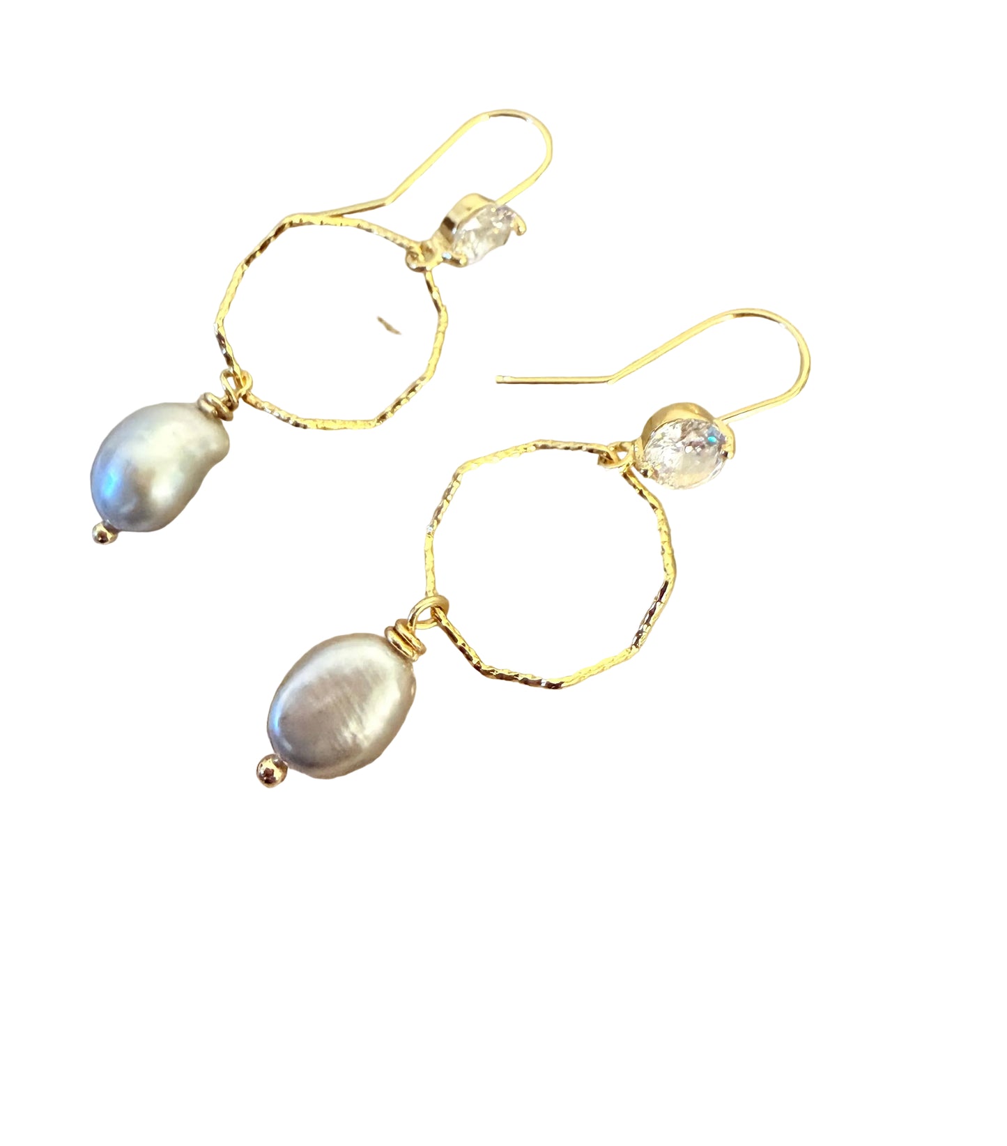 Grey Gold Pearls & Crystal Accent