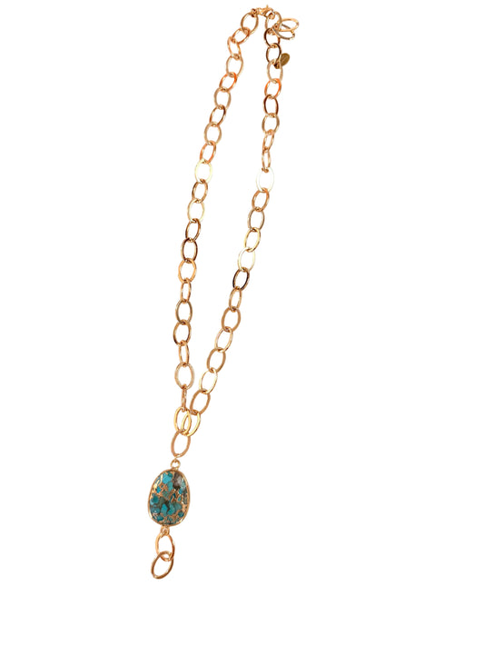 Marbled Gold Turquoise Statement Necklace