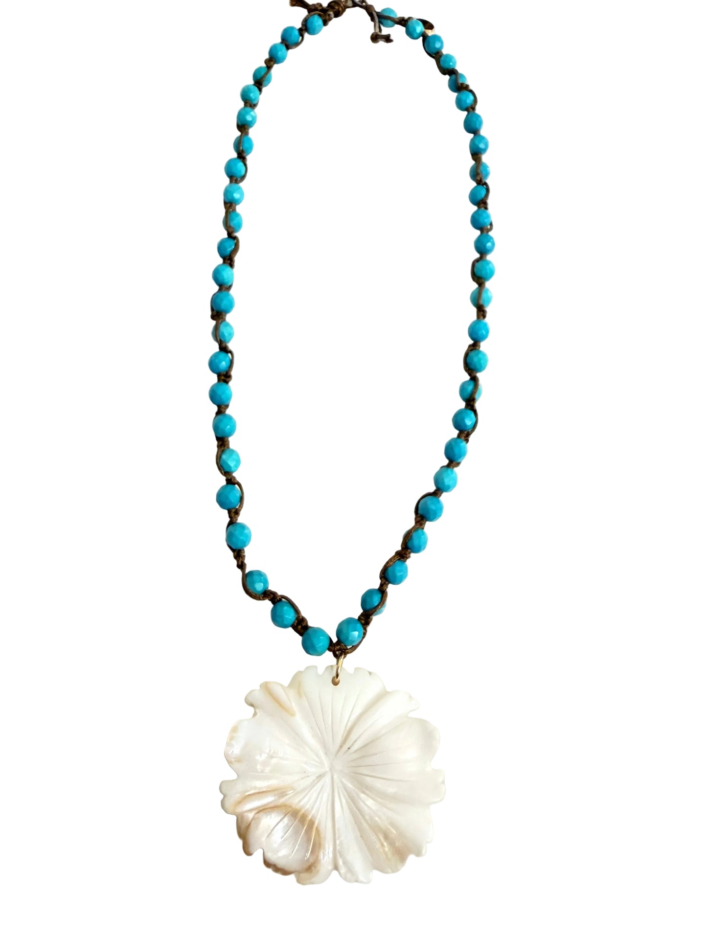 Faceted Turquoise Mother of Pearl Flower