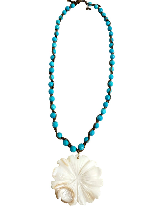 Faceted Turquoise Mother of Pearl Flower