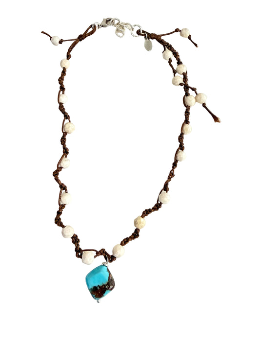 Riverstone, Turquoise Cord Necklace