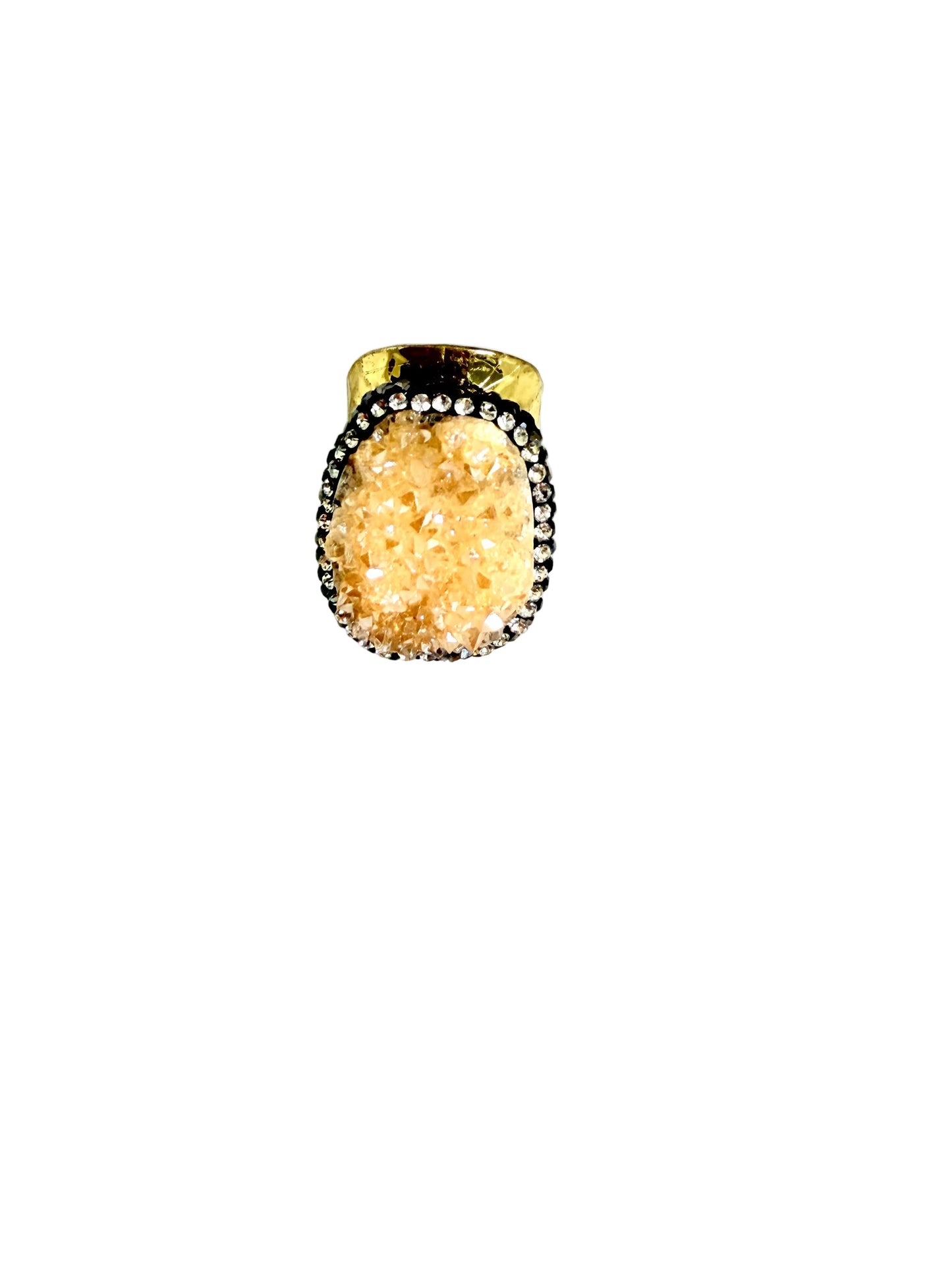 Gold Champagne Druzy Ring