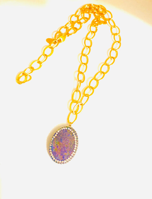 Druzy Geode Gold Statement Necklace